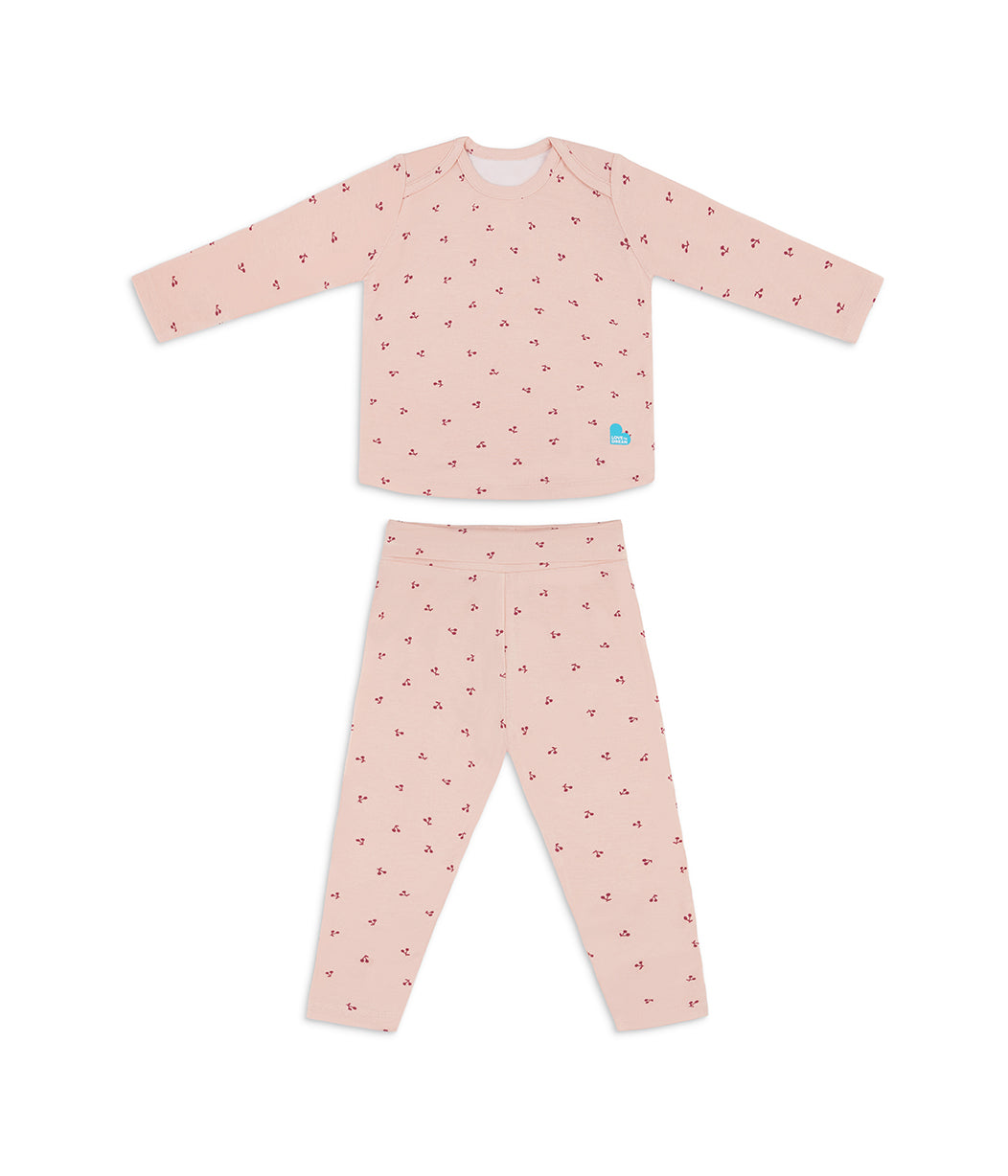 Kids Pyjama Set Long Sleeve Viscose from Bamboo Blush Cherries