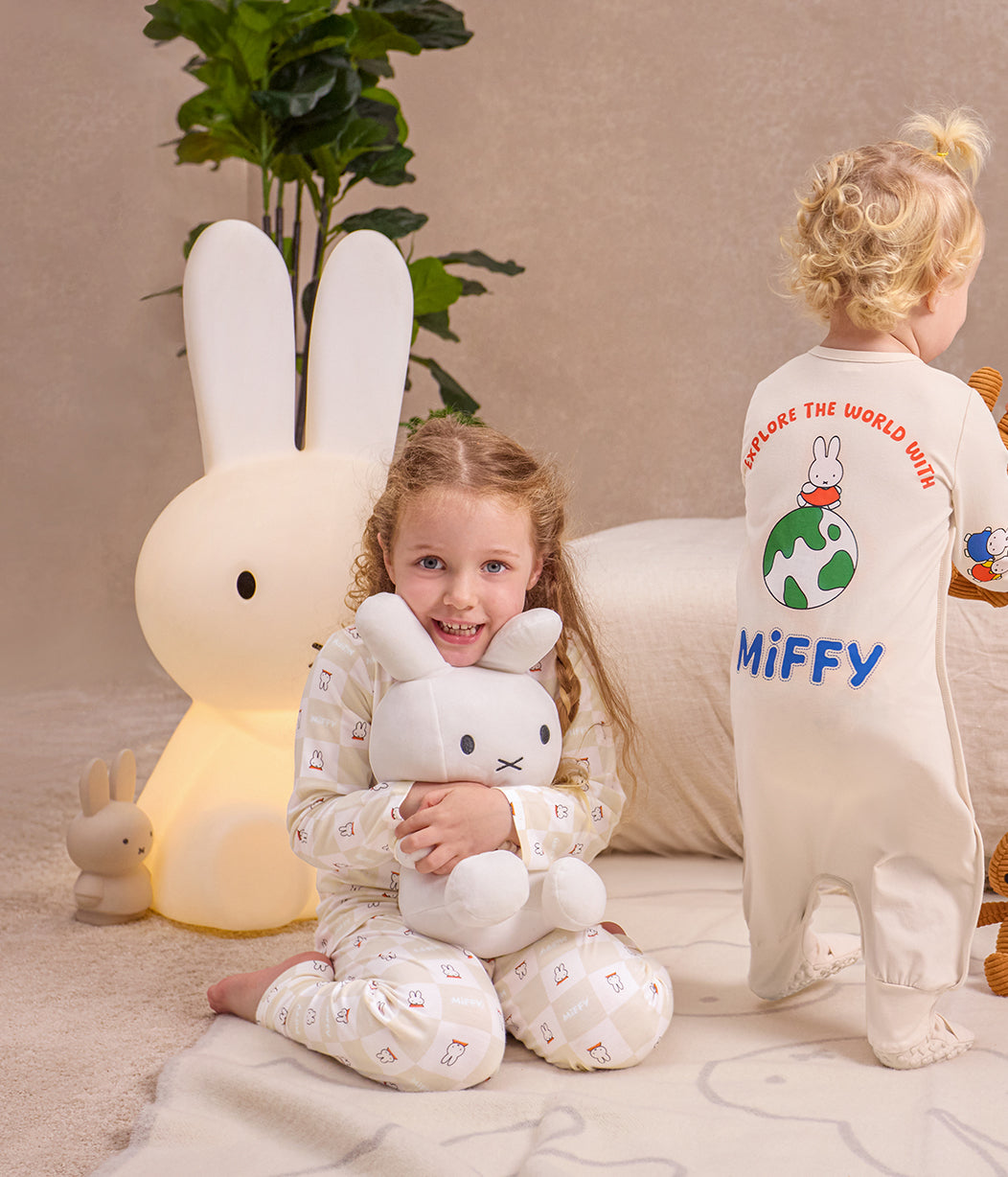 Kids Pyjama Set Long Sleeve Viscose from Bamboo Birch Miffy Checker