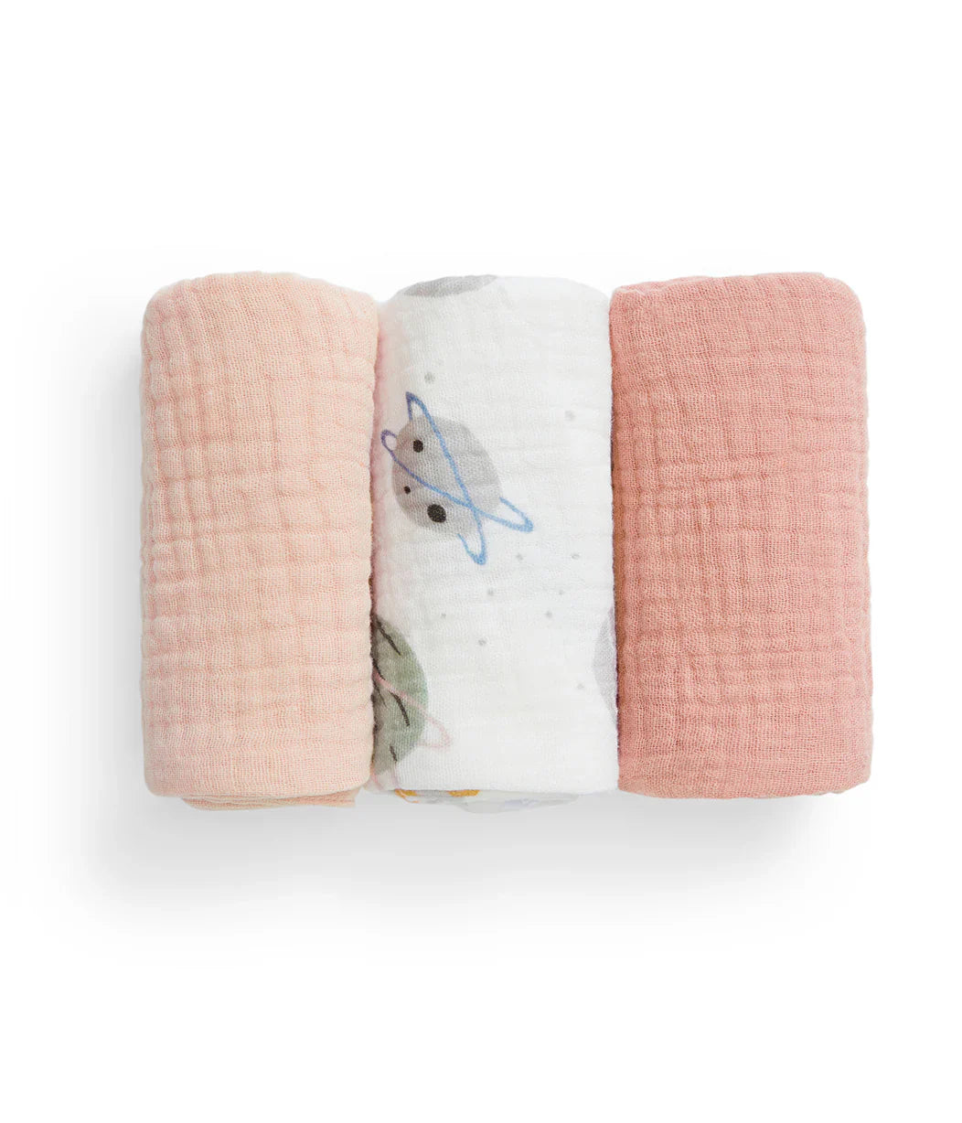 Baby Bath Bundle | Hooded Towel, Wash Cloth | Blush Rocket | Blush