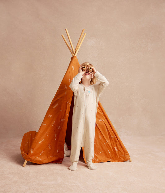 Sleep Suit Long Sleeve 1.5 TOG Cotton Oatmeal Twigs