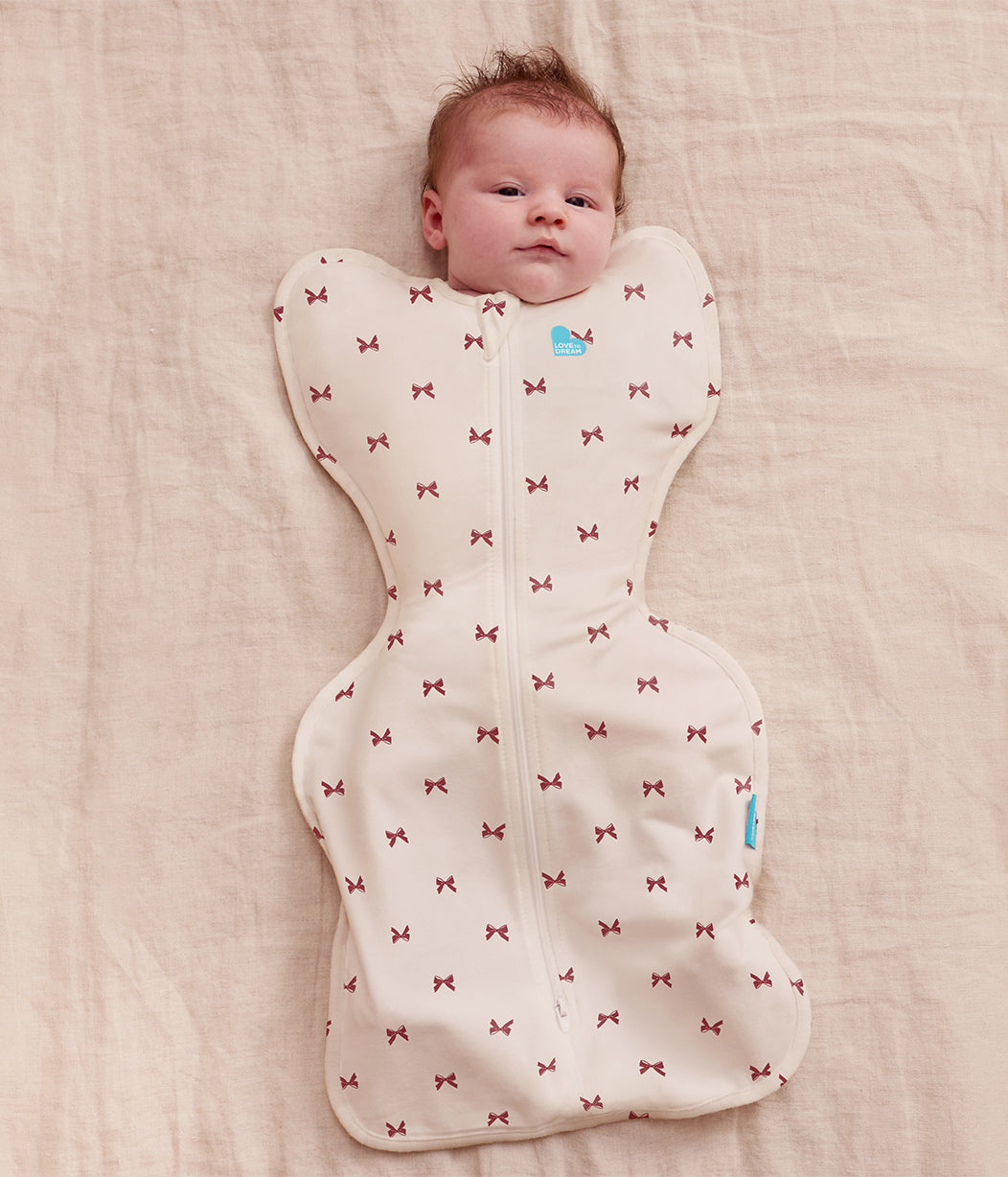 Swaddle Up™ 1.0 TOG Cotton Cream Bows