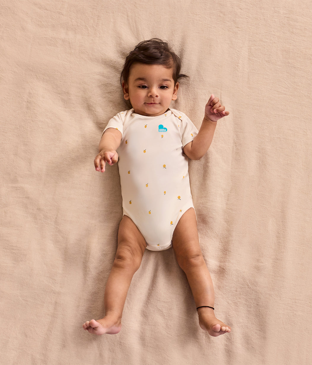 Bodysuit Short Sleeve Viscose from Bamboo Cream Lemons