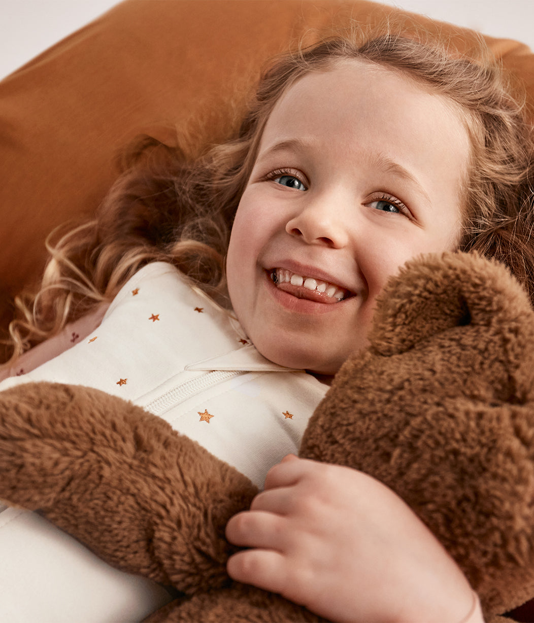 Sleep Bag Sleeveless 1.5 TOG Cotton Buff Twinkle Embroidery