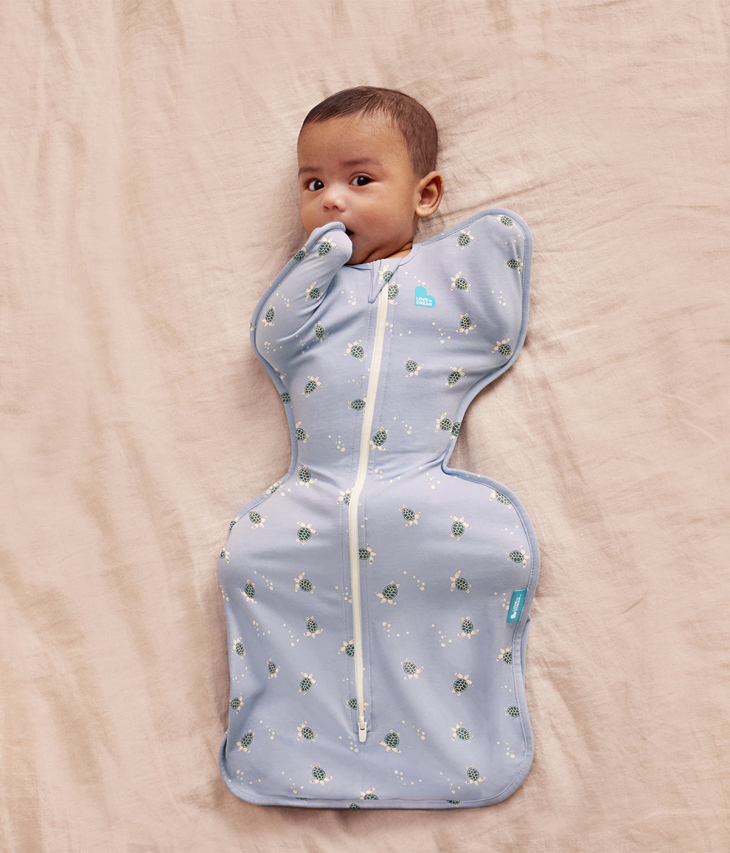 Love To Dream Swaddle Up 1.0 TOG Cotton Mist Blue Turtally