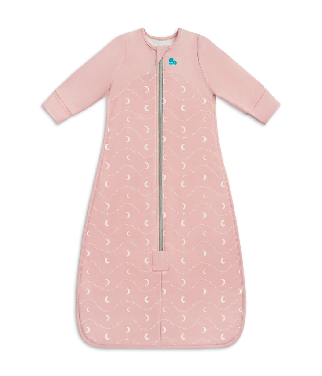 Sleep Bag Long Sleeve 1.5 TOG Cotton Dusty Pink Moon and Back