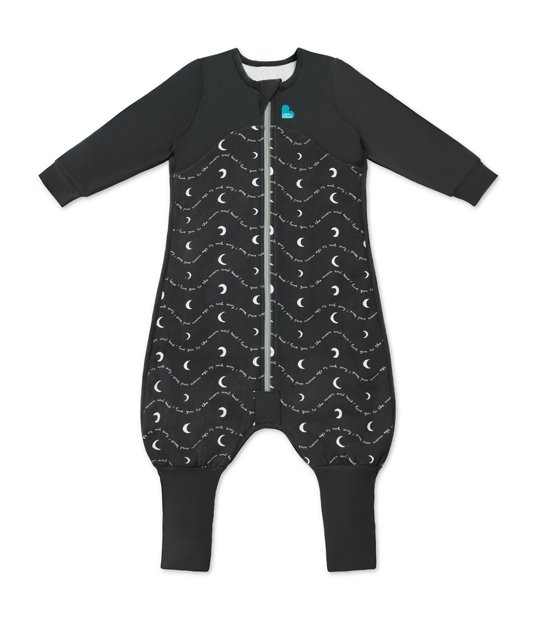 Sleep Suit Long Sleeve 1.5 TOG Cotton Charcoal Moon and Back