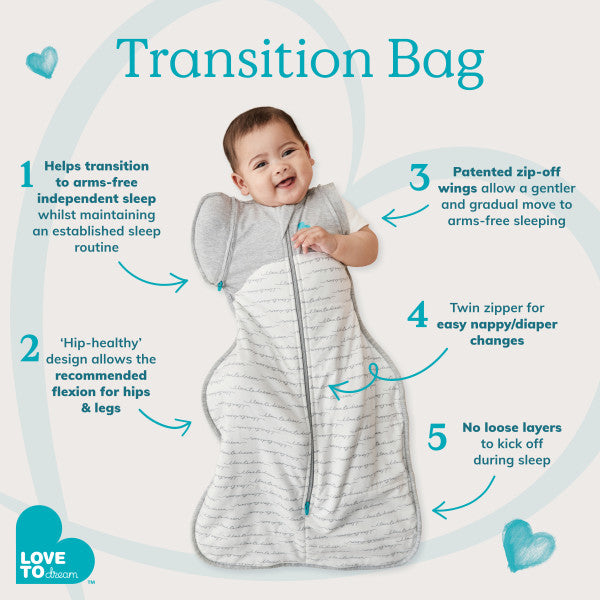 Swaddle Up™ Transition Bag Moderate (20-24°C) White Rainbow Dream Cotton