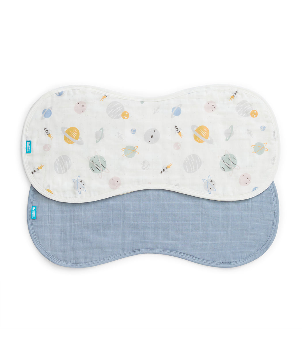 Burp Cloth 2 Pack Muslin Mist Blue Rocket – Love to Dream UK